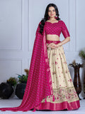 Monteliv Pink Jacquard Lehenga Set