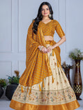 Monteliv Yellow Jacquard Lehenga Set