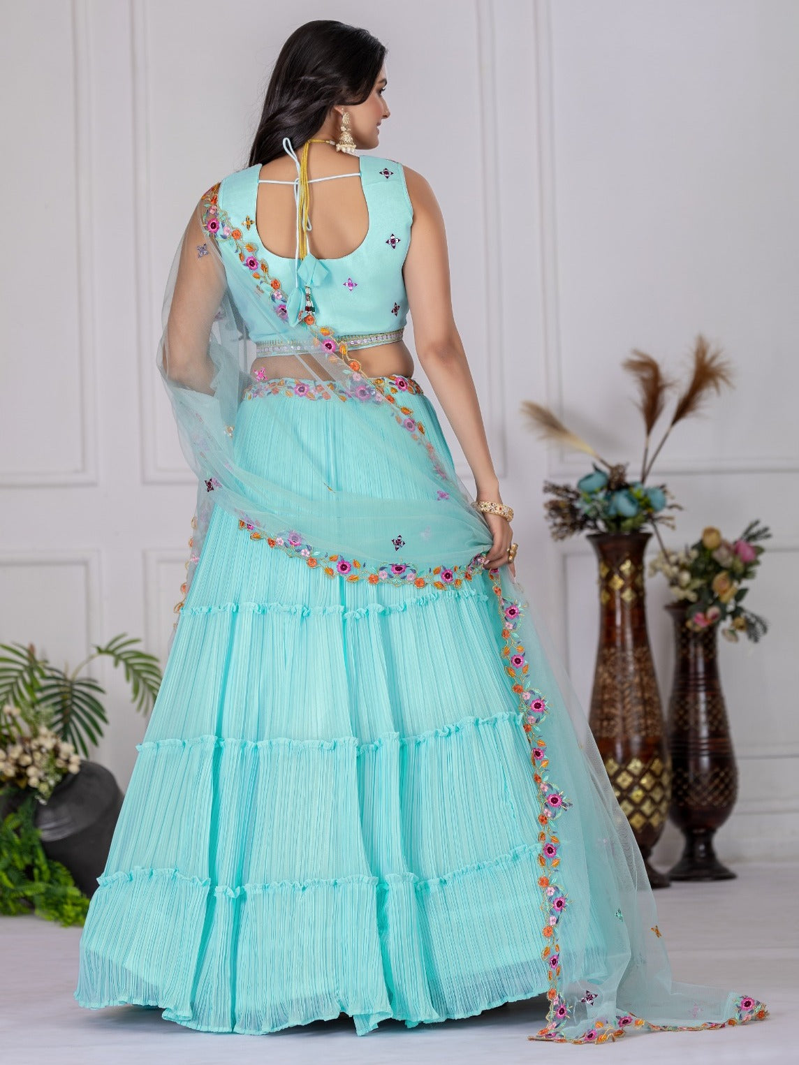 Sky Blue Premium Lehenga Choli Set
