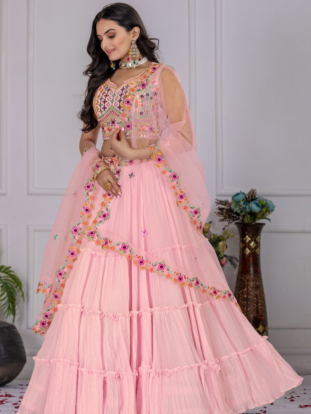 Pink Premium Lehenga Choli Set