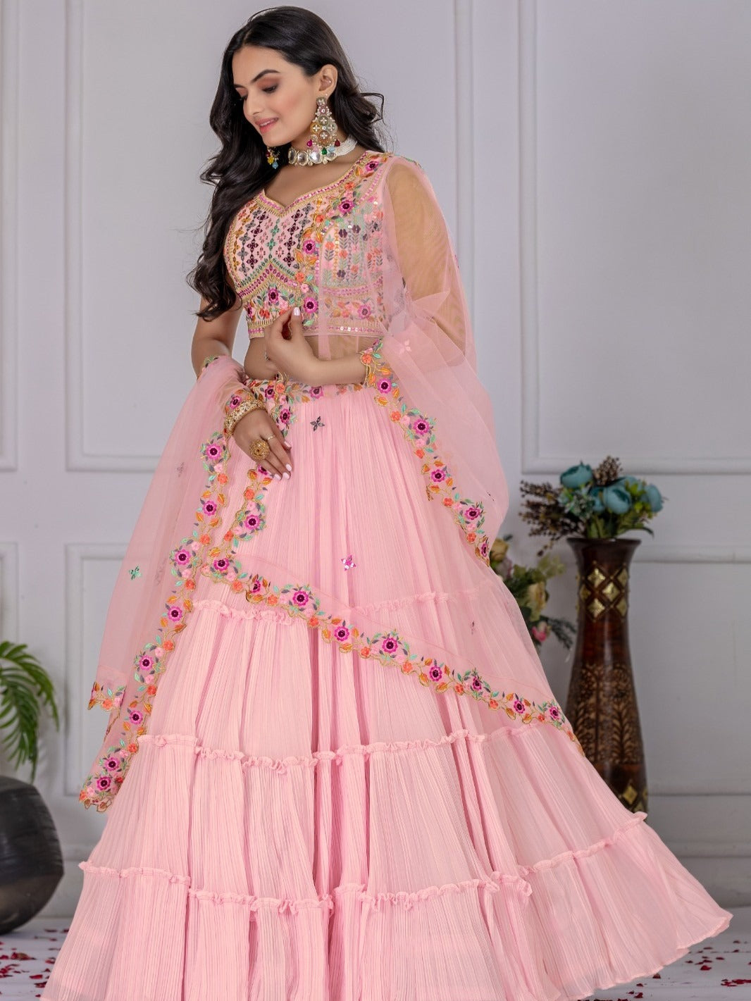 Pink Premium Lehenga Choli Set
