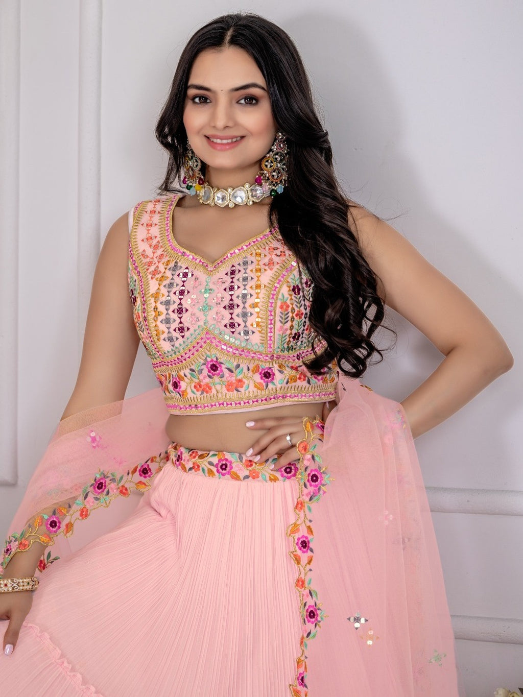 Pink Premium Lehenga Choli Set