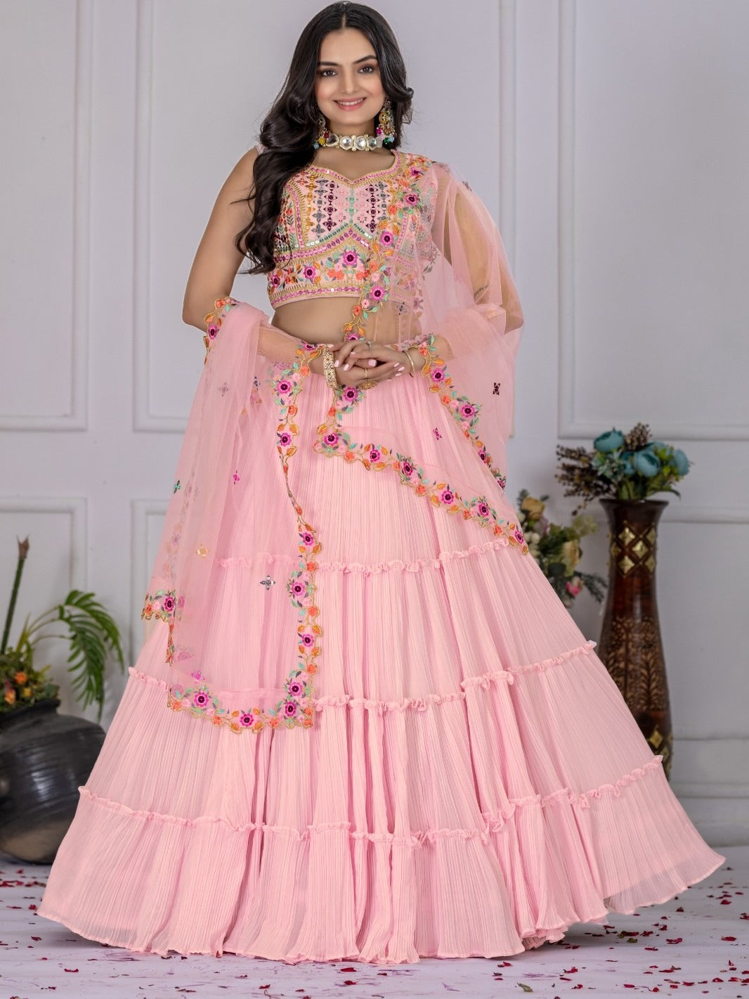 Pink Premium Lehenga Choli Set